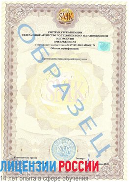 Образец сертификата соответствия (приложение) Губаха Сертификат ISO 22000